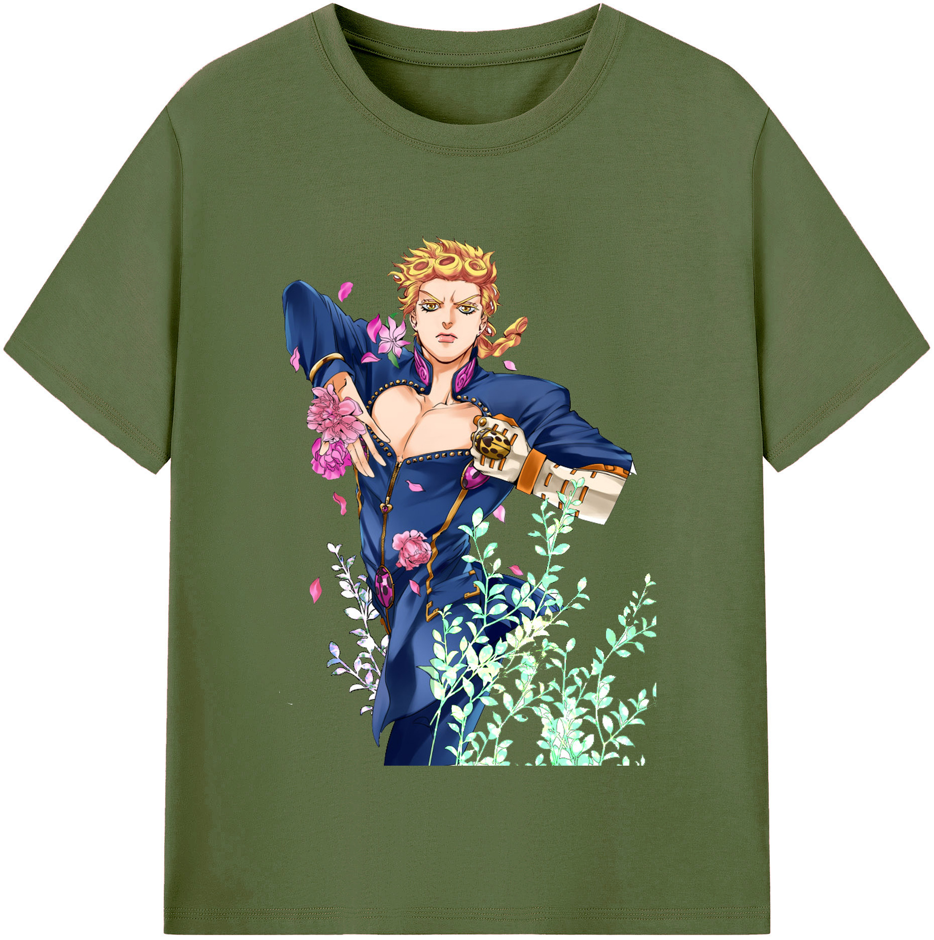 （画像用） ジョジョの奇妙な冒険 ジョルノ?ジョバァーナ JoJo's Bizarre Adventure Giorno Giovanna 綿100％半袖Tシャツ（フロントプリント）